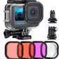SOONSUN Waterproof Case with Dive Filters for GoPro Hero 13/12 / 11/10 / 9 Black, 196 Feet Underwater Protective Dive Housing Case with Red, Light Red, Magenta, 5X Close-up Macro Filters