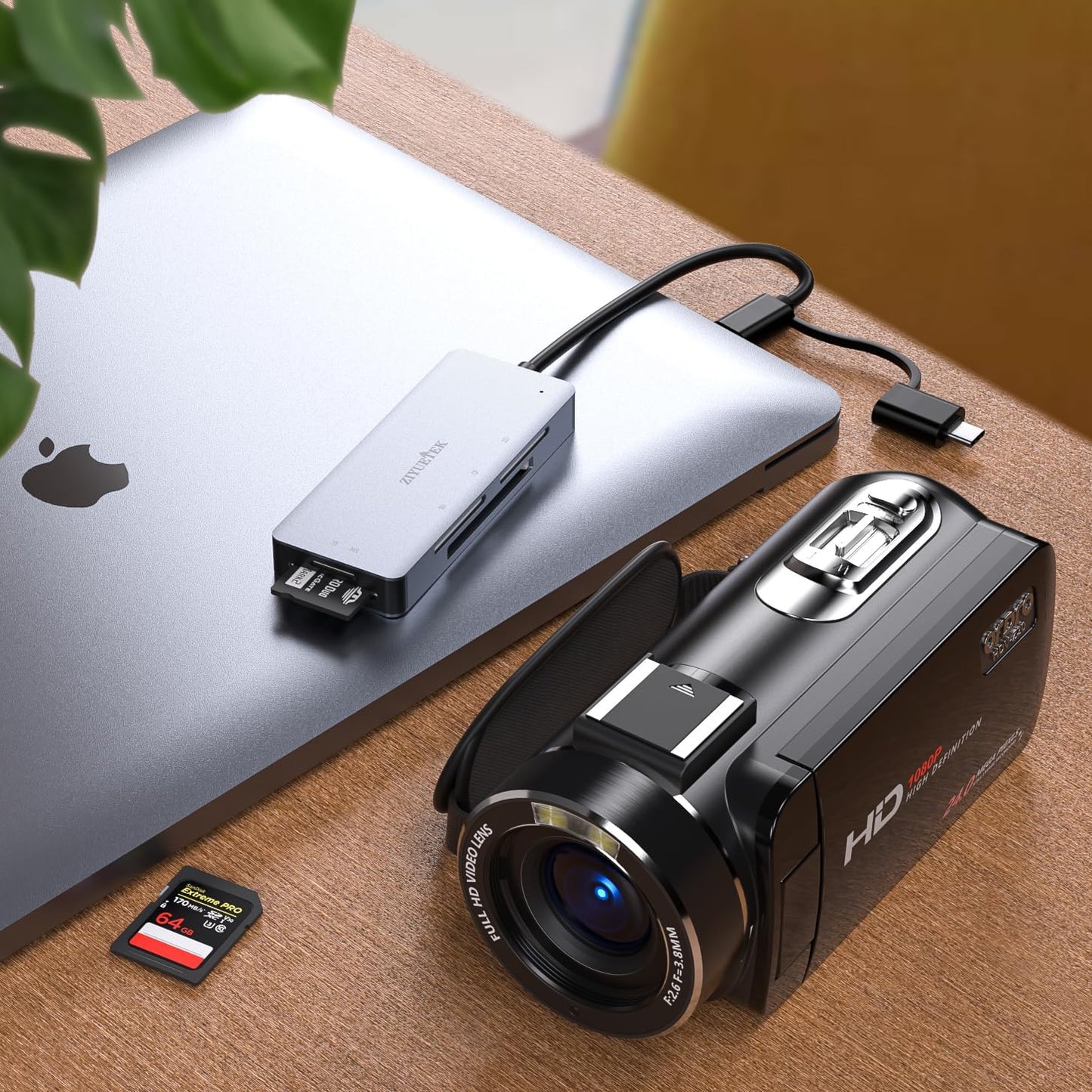 SD Card Reader, Aluminum 5in1 USB USB-C to SD Micro SD MS CF XD Card Reader Adapter Compatible with iPhone 15/16/Pro/Max, MacBook Pro/Air 2023, iPad Pro, iMac, S23, XPS 17, Surface Book 3 and More