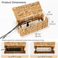 StorageWorks Cable Management Box, 2 Slots Wicker Cable Organizer to Hide Cords and Power Strip, Water Hyacinth Cord Hider Box for Home & Office