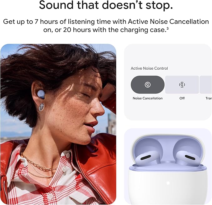 Google Pixel Buds 2a - Wireless Bluetooth Earbuds with Active Noise Cancellation and Transparency Mode - Lightweight, Comfortable Fit - 20-Hour Battery - Water Resistant - Built for Gemini - Fog