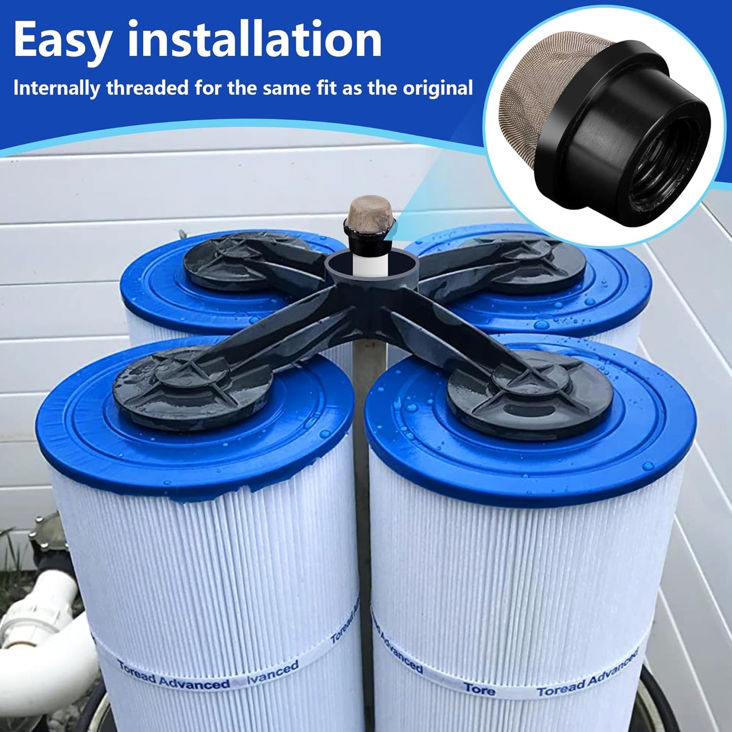 DECOHS 4 Pcs 190106Z Air Bleeder Screen Cap- Stainless Steel Screen Filter Cap Replacement Parts- Air Valve Strainer Cap for Most Pools Filters