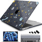 Batianda Premium Case for New MacBook Air 15 inch 2025 2024 2023 with M4 M3 M2 Chip, Designed Protective Plastic Black Hardshell & Keyboard Cover & Screen Protector, Hand Drawn Space