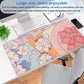 Pink Floral Mouse Pad XXL Cute Anime Gaming Desk Mat 31.5"x15.7", Thickened Rubber Base, Stitched Edge & Washable Design for Women, Office, Home