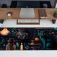 Anime Blue Cat Kawaii Cats Mouse Pad, XL Large Extended Gaming Desk Pad, Women Desk Decor Pad Computer Laptop Keyboard and Wireless Mouse Mat with Stitched Edges 31.5x11.8 in