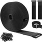 26ft x 2in Heavy Duty Cable Straps with 20pcs Plastic Buckles, Free Cut to Length Cinch Strap, Reusable & Adjustable Hook and Loop Straps for Cable Ties, Cord Organizer, Wire Management