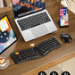 ProtoArc Ergonomic Foldable Keyboard Mouse, XKM03 Portable Folding Bluetooth Keyboard Mouse Combo for Business and Travel, Split Design, 3 Bluetooth, Rechargeable, for iPad, Tablet, iPhone, Laptop
