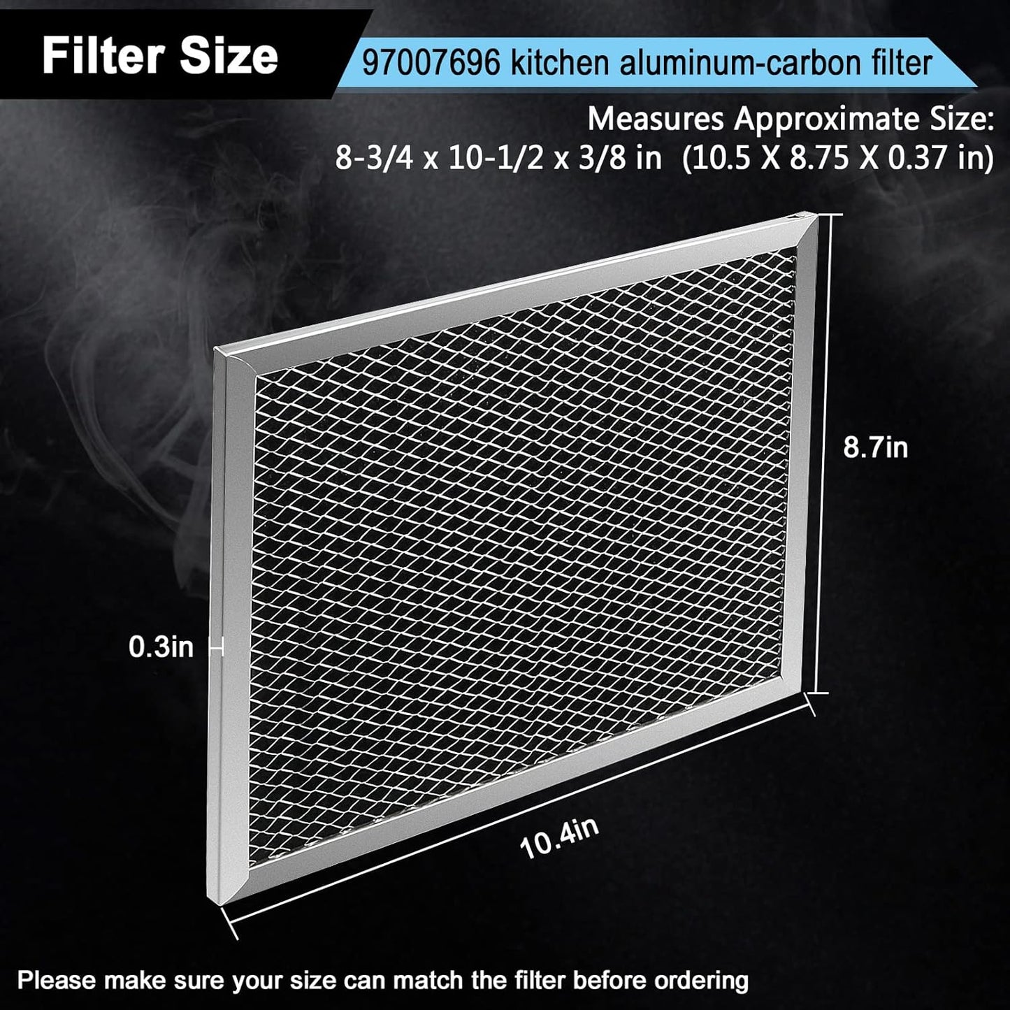 97007696 Charcoal Filter Replacement for Range Hood 41F Grease Filter 6105c 8-3/4" x 10-1/2" Aluminum Mesh Charcoal Carbon Filter Compatible with Most Brand Stove Vents -4 PACKS by Fetechmate