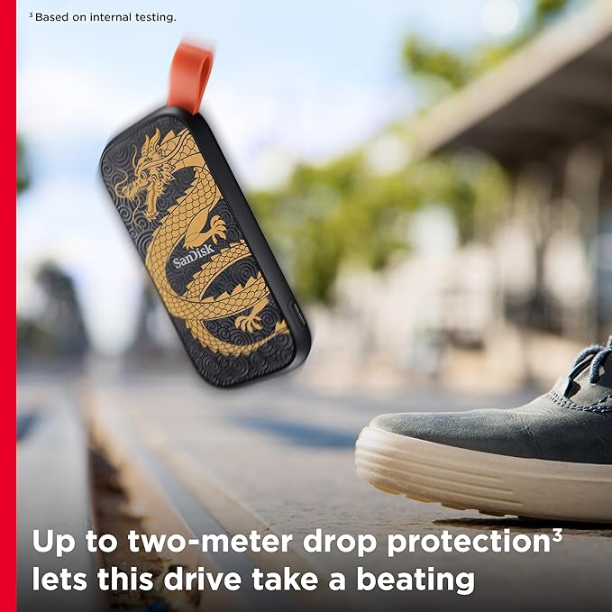 SANDISK 1TB Portable SSD, Dragon Edition - Up to 800MB/s, USB-C, USB 3.2 Gen 2, Updated Firmware - External Solid State Drive - ‎SDSSDE30-1T00-GD25