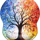 ITNRSIIET Ergonomic Mouse Pad with Gel Wrist Support Small Wrist Rest Smooth Surface Non-Slip PU Base Comfortable Office Supplies Pain Relief, 8.7 x 7.2 inches, The Tree of Life