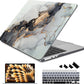 Batianda Premium Case for New MacBook Air 15 inch 2025 M4 2024 2023 with M3 M2 Chip Model A3114 A2941, Designed Protective Plastic Hardshell & Keyboard Cover & Screen Protector, Gold Fluid Art