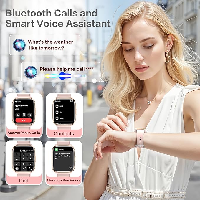 Smart Watches for Women, 1.75" AMOLED Fitness Tracker with Da GPT AI Assistant, Bluetooth Call, Heart Rate BP SpO2 Sleep Monitor, IP68 Waterproof Smart Watch for iPhone Android