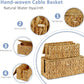efluky 2 Pack Hand-woven Cable Management Box with Lid, Water Hyacinth Open Slots Cord Box to Hide USB Wire, Power Strip & Charger for Home & Office and Dorm, Natural