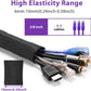 Cable Management Sleeve YCLYC 8.2ft - 3/8inch, Cable Wrap Cord Covers for Pets, Easy Install Cable Sleeves Cord Management, Flexible Computer Cord Organizer for Cords, Black Cable Covers