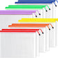 SUNEE 12pcs Mesh Zipper Pouch 11x16, Large Storage Bags for Board Game & Puzzle Organizing, Reusable Plastic Zip Organizer for Travel (A3, 6 Colors)