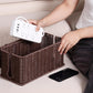 Large Cable Management Box, Handwoven Imitation Rattan Cord Organizer Cord Hider Box, Desk Cord Management Box to Hide Cords and Power Strips, Dark Brown