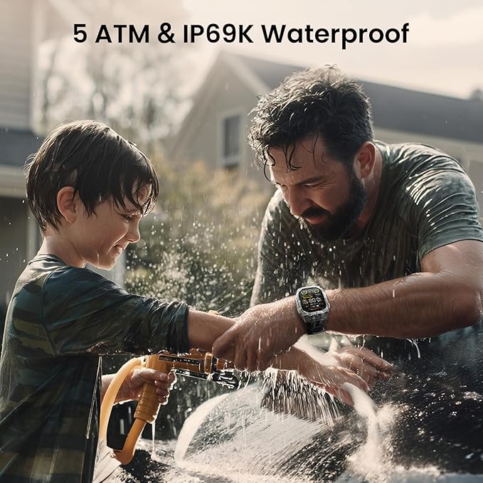 KOSPET Tank M4C Outdoor Smart Watch with GPS, 1.96" AMOLED Display, Built-in LED Flashlight & Walkie-Talkie, Long Battery Life, 5ATM Waterproof, Bluetooth Calls, 24/7 Heart Rate/Sleep Monitor