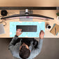Kawaii Pastel Blue Star Grid Desk Pad, Large Gaming Mousepad & Keyboard Mat, XXL Office Desk Decor for Women, 31.5"x15.75"