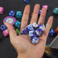 QMAY DND Dice Set - 7 Pcs Polyhedral Dice with D&D Dice Bag for Dungeon and Dragons, RPG, MTG, Role Playing Games Dice (Blue Mix White)