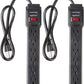 Amazon Basics Surge Protector Power Strip, 6-Outlet with 200J Protection, 2ft Extension Cord, Rectangle, Black (2 Pack)