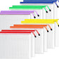SUNEE Plastic Mesh Zipper Pouch 9x13 in (6 Colors, 12 Packs),Extra Large Water-Resistant Zip Bag for School Office Supplies, Puzzles & Games Organizing Storage