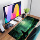 Kawaii Green Forest Desk Pad Mouse Pad Cute Black Cat Desk Mat, XXL Extended Anime Cats Large Gaming Mousepad, Computer Keyboard and Mouse Deskpad Decor Deskmat with Stitched Edges Mat 31.5x15.7 in