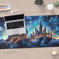 Blue Castle Desk Mat Aesthetic Cute Desk Pad, Extended Large Mouse Pad XXL Gaming Keyboard Pad, Computer Desktop Mouse Mat Full Desk Laptop Mat, Fantasy Art Office Desk Accessories 31.5" x 15.7"