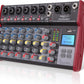 Pyle Professional Wireless DJ Audio Mixer - 8-Channel Bluetooth Compatible DJ Controller Sound Mixer w/USB Port, 6 Mic/Line Input, ¼” Mono/Stereo Input, Headphone Jack, +48V Phantom Power - PMX848BT