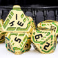 Metal DND Sci-fi Dice Set 7PCS Stripe Polyhedral Dice for Dungeons Dragons RPG Role Playing Game, Glitter D and D Dice with Gift Box D6 D8 D10 D12 D20 (Golden Green)