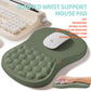 2-in-1 Ergonomic Set, Wave Rise Keyboard Wrist Rest and Massage Bulge Slope Mouse Pad Wrist Support, Cushion Memory Foam Integrated to Relieve Wrist Pain, Olive Green
