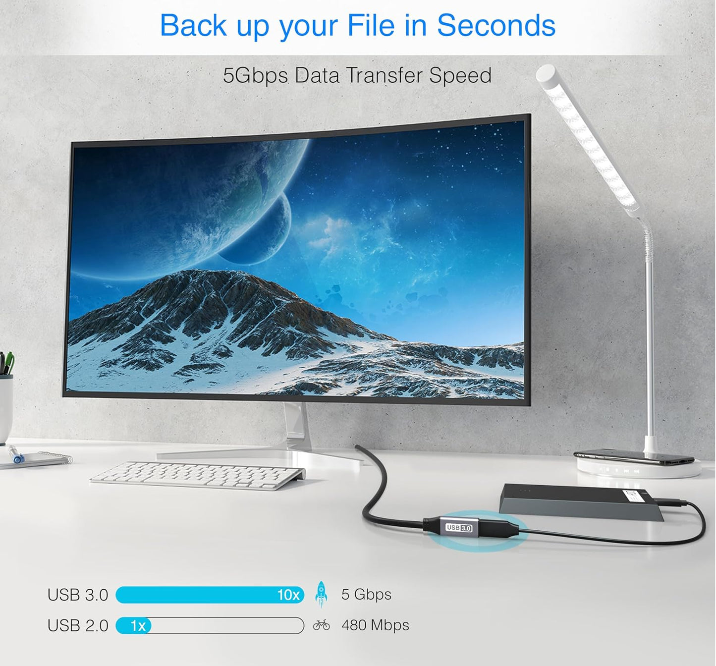 BlueRigger USB 3.0 Extension Cable (3FT, 5 Gbps, Type A Male to Female Adapter Cord) - Long USB Repeater Extender for VR Headset, Printer, Hard Drive, Flash Drive, Keyboard, Mouse, Xbox
