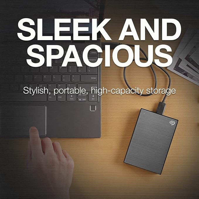 Seagate One Touch, 4TB, Password Activated Hardware encryption, Portable External Hard Drive, Portable External Hard Drive, PC, Notebook & Mac, USB 3.0, Space Gray (STKZ4000404)