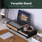 Monitor Stand Riser with Sliding Door, Computer Laptop Stand Desk Shelf Organizer with Storage (Black + Natural Bamboo, 25 Inch)