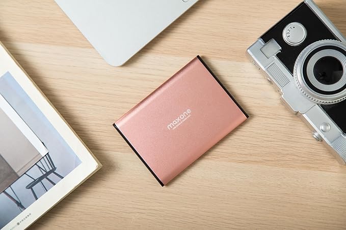 Maxone 320GB Ultra Slim Portable External Hard Drive HDD USB 3.0 Compatible with PC, Laptop, Rose Pink