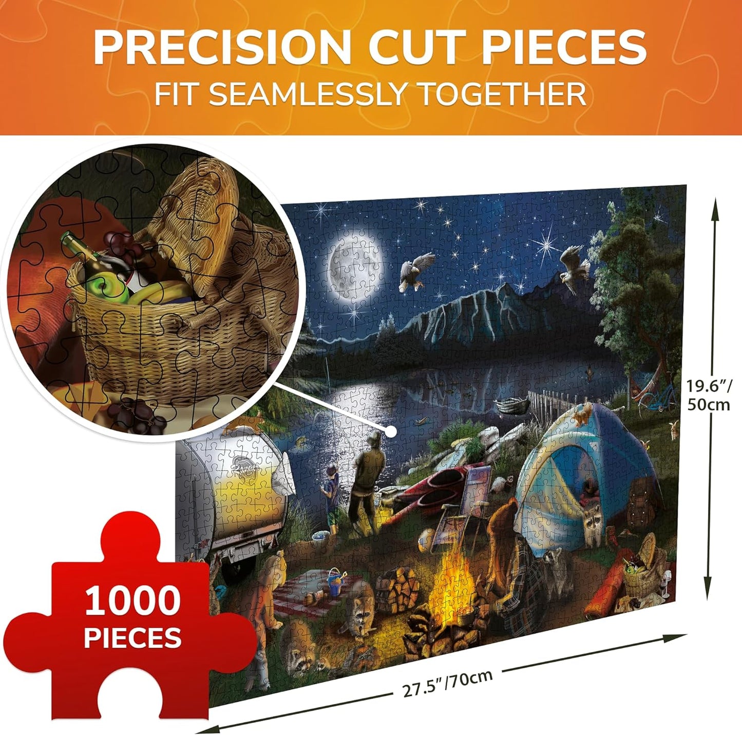 QUOKKA Jigsaw Puzzles 1000 Pieces for Adults - Campfire Activity for Kids Ages 8-12 and Up - Colourful Game Toy for Family