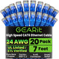 GearIT Cat 6 Ethernet Cable Pack - 20-Pack 7 ft Cat6 Ethernet Patch Cables | RJ45 Network Patch Cable, 10 Gbps Snagless Gold-Plated Connectors - Ethernet Cable Cat 6 for PC, TV, Router - Blue
