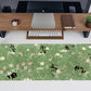 Cute Green Leaves Pink Flowers Mouse Pad Desk Pad Kawaii Anime Cat Desktop Protector Decor Desk Mat, XL Large Gaming Mousepad for Girl Women Laptop Computer Keyboard and Mouse Mat 31.5x11.8 in