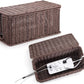 Large Cable Management Box, Handwoven Imitation Rattan Cord Organizer Cord Hider Box, Desk Cord Management Box to Hide Cords and Power Strips, Dark Brown