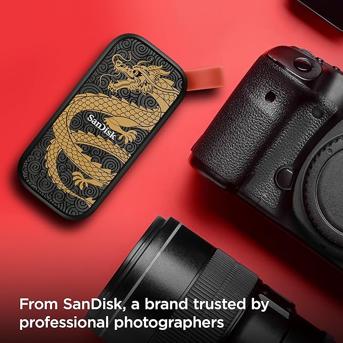 SANDISK 1TB Portable SSD, Dragon Edition - Up to 800MB/s, USB-C, USB 3.2 Gen 2, Updated Firmware - External Solid State Drive - ‎SDSSDE30-1T00-GD25