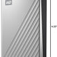 WD 1TB My Passport Ultra, Silver, Portable External Hard Drive, backup software with defense against ransomware, and password protection, USB-C and USB 3.1 - WDBC3C0010BSL-WESN
