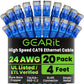GearIT Cat 6 Ethernet Cable Pack - 20-Pack 4 ft Cat6 Ethernet Patch Cables | RJ45 Network Patch Cable, 10 Gbps Snagless Gold-Plated Connectors - Ethernet Cable Cat 6 for PC, TV, Router - Blue