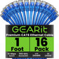 GearIT Cat 6 Ethernet Cable (16-Pack 1 Foot) Cat6 Network Patch, 10Gbps, RJ45, Snagless Cord, Gold-Plated Connectors, Internet for PC, TV, Tablet, Router, Printer, Servers, IT Data Center - Blue