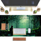 Kawaii Green Forest Desk Pad Mouse Pad Cute Black Cat Desk Mat, XXL Extended Anime Cats Large Gaming Mousepad, Computer Keyboard and Mouse Deskpad Decor Deskmat with Stitched Edges Mat 31.5x15.7 in