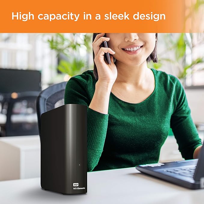Western Digital 18TB Elements Desktop External Hard Drive USB 3.0 for plug-and-play storage - Western DigitalBWLG0180HBK-NESN