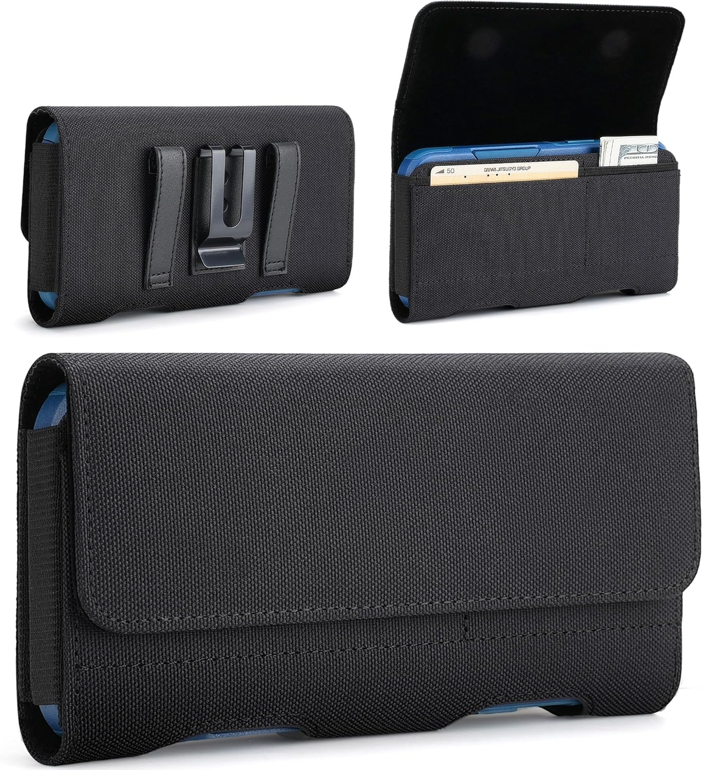Mopaclle Nylon Phone Holster for iPhone 17 Pro Max, 17 Air, iPhone 16 Pro Max,iPhone 15 Pro Max 14 13 Pro Max & Plus, Premium Cell Phone Belt Holder with Belt Clip for Galaxy S25 Plus,S24 Plus