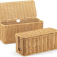 2Pack Large Cable Management Box, Handwoven Imitation Rattan Cord Organizer wire Hider Box, Desk Cord Management to Hide Cords and Power Strips