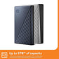WD 5TB My Passport Ultra, Blue, Portable External Hard Drive, backup software with defense against ransomware, and password protection, USB-C and USB 3.1 - WDBFTM0050BBL-WESN
