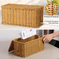 2Pack Large Cable Management Box, Handwoven Imitation Rattan Cord Organizer Cord Hider Box, Desk Wire Management to Hide Cords and Power Strips, Natural