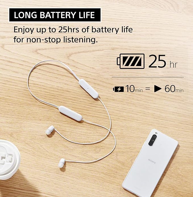 Sony WI-C100 Wireless in-Ear Bluetooth Headphones with Built-in Microphone,Blue,(Pack of 2)