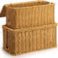 2Pack Large Cable Management Box, Handwoven Imitation Rattan Cord Organizer Cord Hider Box, Desk Wire Management to Hide Cords and Power Strips, Natural
