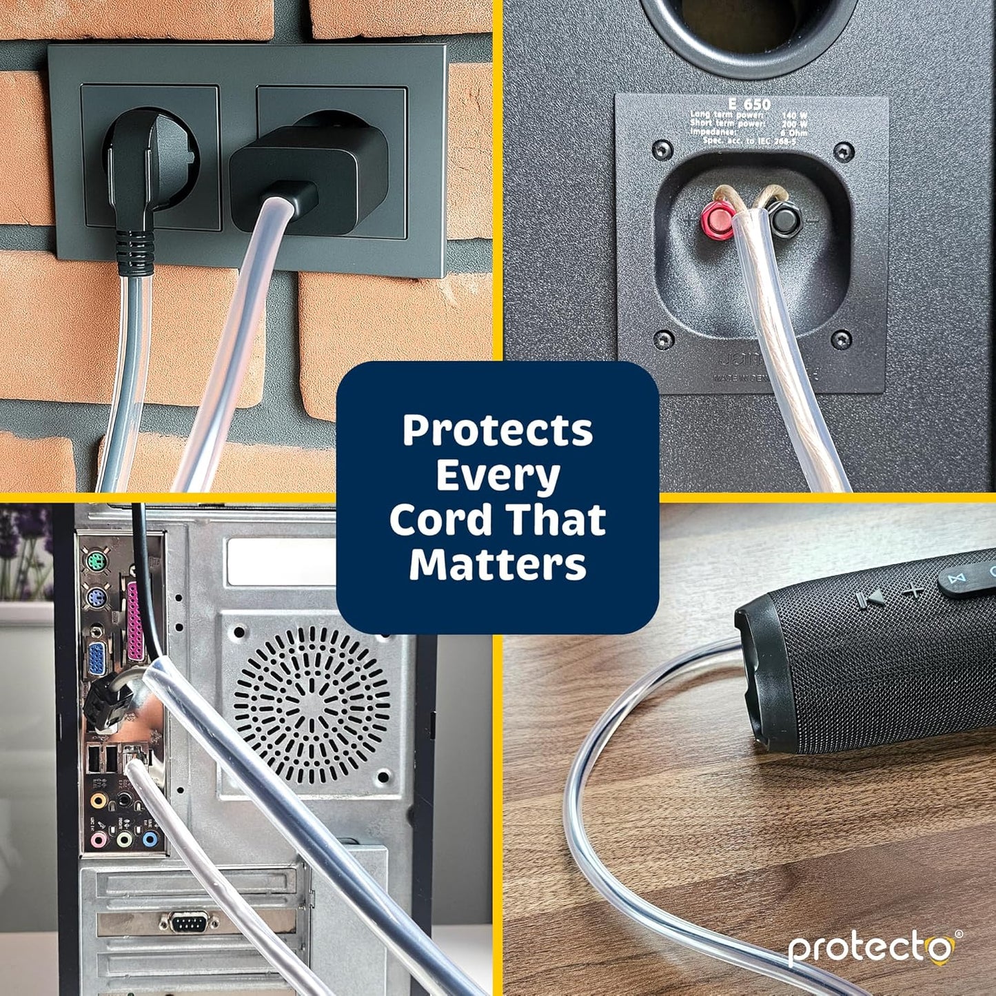 PROTECTO 2-Pack Heavy Duty Cord Protectors from Pets No Chew Solution, 10ft Easy to Use Dog & Cat Cord Protector, Clear & Odorless Critter Cord Covers for Pets, Power Audio Video Wire Protector Tubing
